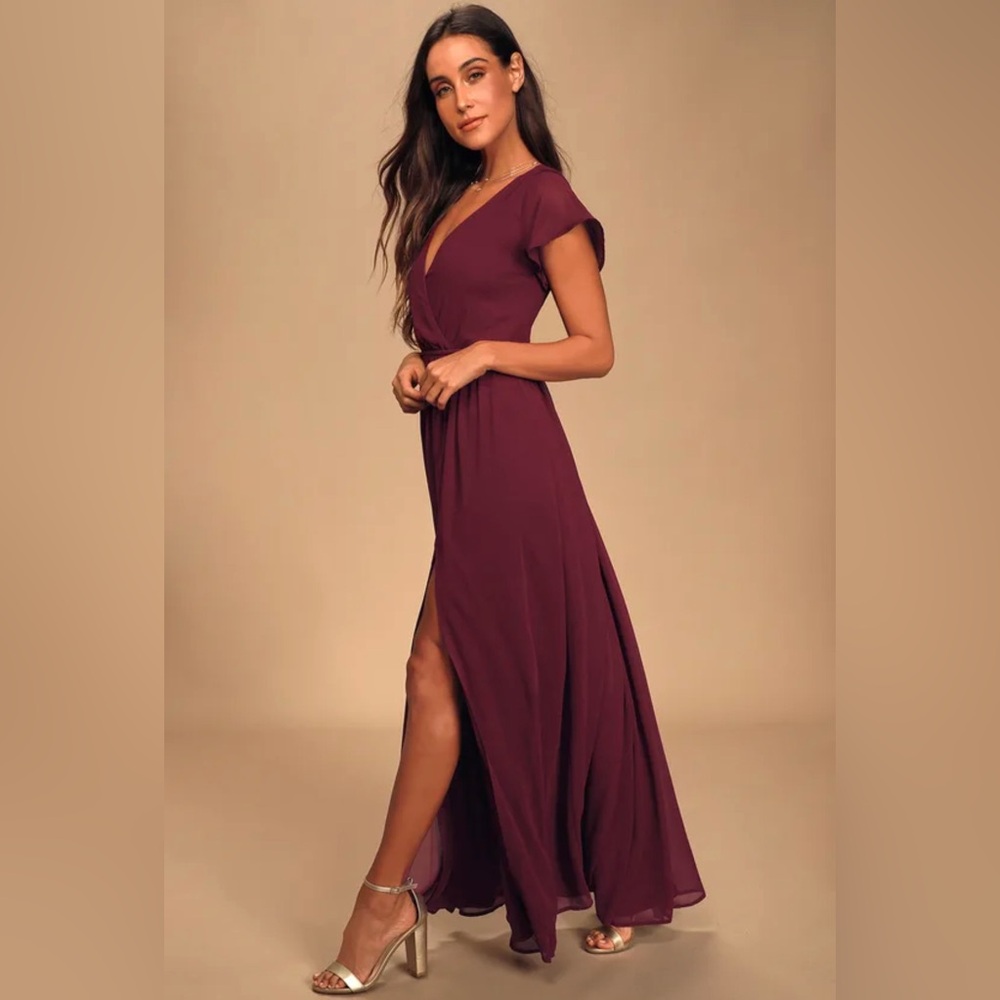 Lulus Lost in the Moment Burgundy Maxi Dress